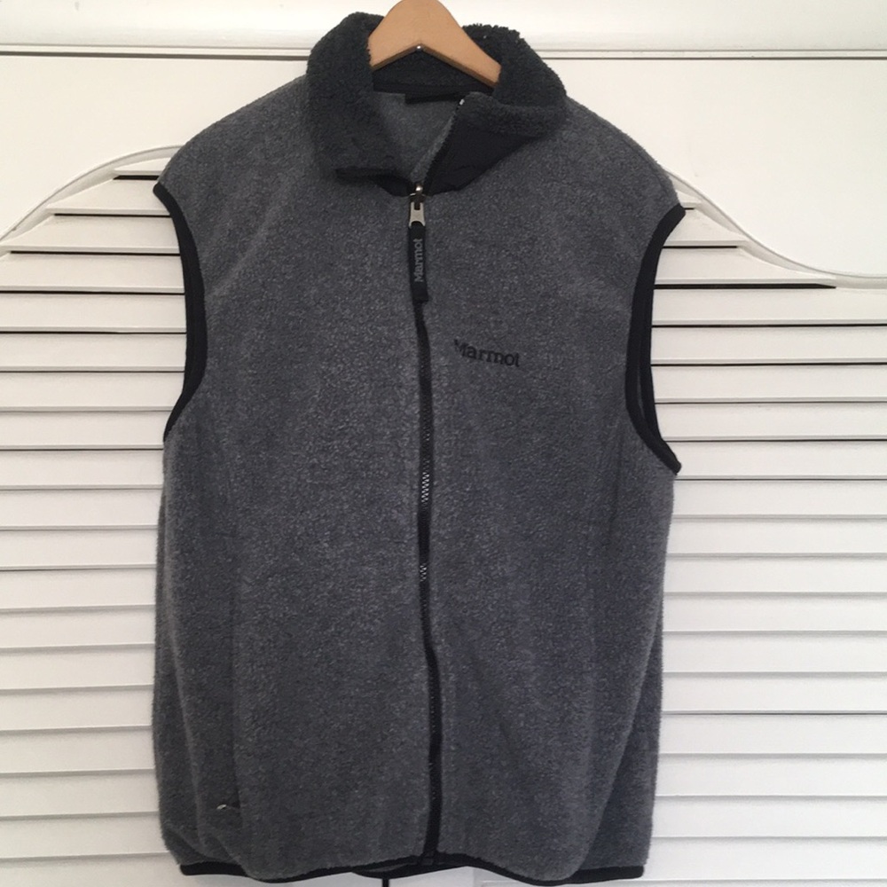 Marmot Gray & Black Fleece Vest Men’s Small